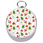 Christmas Pattern, Pattern, Christmas, Trees, Santa Silver Compasses