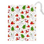 Christmas Pattern, Pattern, Christmas, Trees, Santa Drawstring Pouch (5XL)