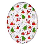 Christmas Pattern, Pattern, Christmas, Trees, Santa Oval Glass Fridge Magnet (4 pack)