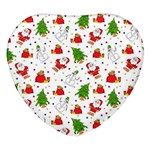 Christmas Pattern, Pattern, Christmas, Trees, Santa Heart Glass Fridge Magnet (4 pack)