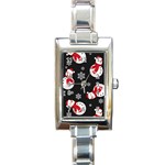 Christmas Texture, Retro Background With Snowmen Rectangle Italian Charm Watch