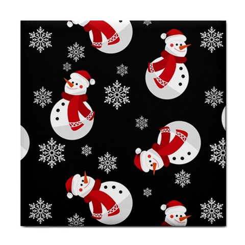 Christmas Texture, Retro Background With Snowmen Tile Coaster from ArtsNow.com Front