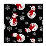 Christmas Texture, Retro Background With Snowmen Tile Coaster