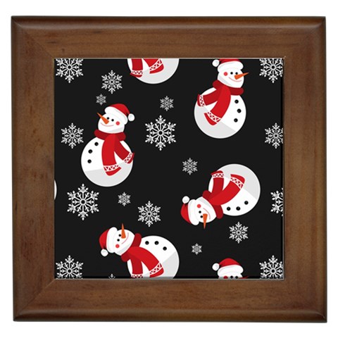 Christmas Texture, Retro Background With Snowmen Framed Tile from ArtsNow.com Front