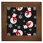 Christmas Texture, Retro Background With Snowmen Framed Tile