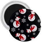 Christmas Texture, Retro Background With Snowmen 3  Magnets