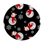 Christmas Texture, Retro Background With Snowmen Ornament (Round)