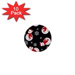 Christmas Texture, Retro Background With Snowmen 1  Mini Buttons (10 pack) 