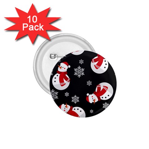 Christmas Texture, Retro Background With Snowmen 1.75  Buttons (10 pack) from ArtsNow.com Front