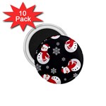 Christmas Texture, Retro Background With Snowmen 1.75  Magnets (10 pack) 