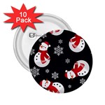 Christmas Texture, Retro Background With Snowmen 2.25  Buttons (10 pack) 