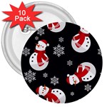 Christmas Texture, Retro Background With Snowmen 3  Buttons (10 pack) 