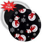 Christmas Texture, Retro Background With Snowmen 3  Magnets (10 pack) 