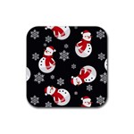 Christmas Texture, Retro Background With Snowmen Rubber Coaster (Square)