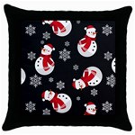 Christmas Texture, Retro Background With Snowmen Throw Pillow Case (Black)