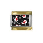 Christmas Texture, Retro Background With Snowmen Gold Trim Italian Charm (9mm)