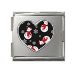 Christmas Texture, Retro Background With Snowmen Mega Link Heart Italian Charm (18mm)