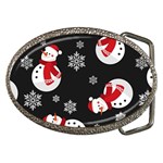 Christmas Texture, Retro Background With Snowmen Belt Buckles