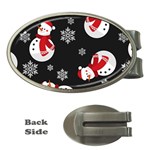 Christmas Texture, Retro Background With Snowmen Money Clips (Oval) 