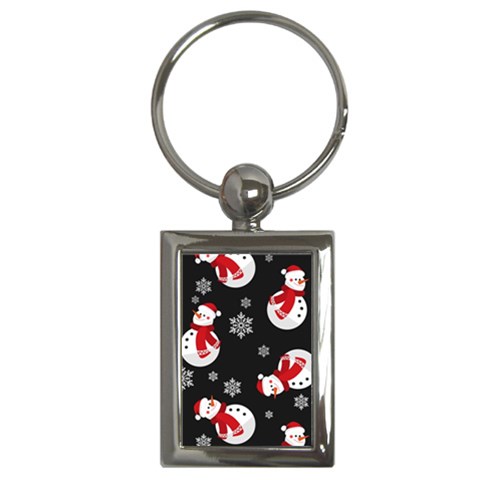 Christmas Texture, Retro Background With Snowmen Key Chain (Rectangle) from ArtsNow.com Front