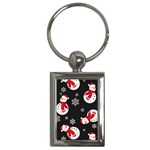 Christmas Texture, Retro Background With Snowmen Key Chain (Rectangle)