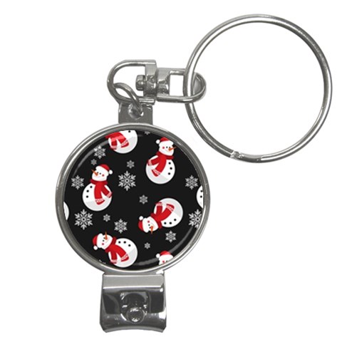 Christmas Texture, Retro Background With Snowmen Nail Clippers Key Chain from ArtsNow.com Front