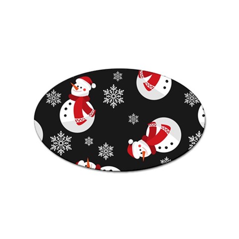 Christmas Texture, Retro Background With Snowmen Sticker (Oval) from ArtsNow.com Front