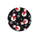 Christmas Texture, Retro Background With Snowmen Magnet 3  (Round)