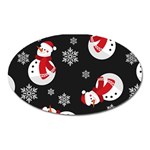 Christmas Texture, Retro Background With Snowmen Oval Magnet