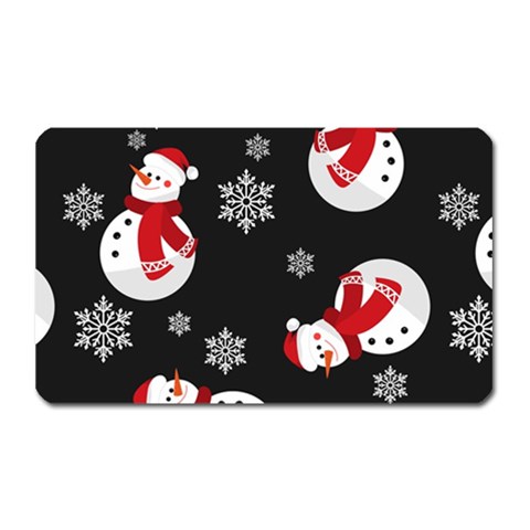 Christmas Texture, Retro Background With Snowmen Magnet (Rectangular) from ArtsNow.com Front