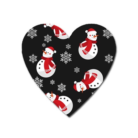 Christmas Texture, Retro Background With Snowmen Heart Magnet from ArtsNow.com Front