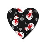 Christmas Texture, Retro Background With Snowmen Heart Magnet