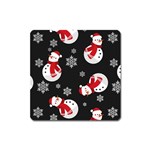 Christmas Texture, Retro Background With Snowmen Square Magnet