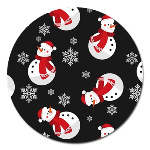 Christmas Texture, Retro Background With Snowmen Magnet 5  (Round) from ArtsNow.com Front