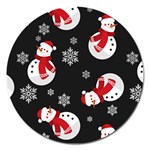 Christmas Texture, Retro Background With Snowmen Magnet 5  (Round)