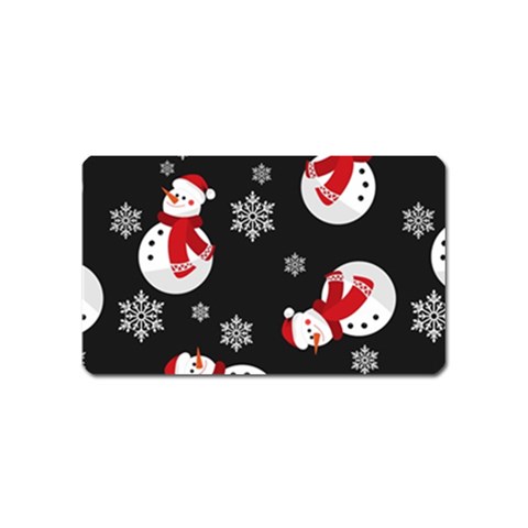 Christmas Texture, Retro Background With Snowmen Magnet (Name Card) from ArtsNow.com Front