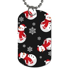 Christmas Texture, Retro Background With Snowmen Dog Tag (Two Sides) from ArtsNow.com Front