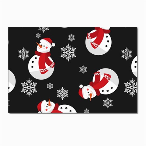 Christmas Texture, Retro Background With Snowmen Postcard 4 x 6  (Pkg of 10) from ArtsNow.com Front