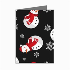 Christmas Texture, Retro Background With Snowmen Mini Greeting Card from ArtsNow.com Left