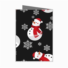 Christmas Texture, Retro Background With Snowmen Mini Greeting Card from ArtsNow.com Right