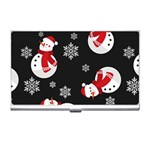 Christmas Texture, Retro Background With Snowmen Business Card Holder