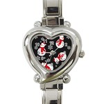 Christmas Texture, Retro Background With Snowmen Heart Italian Charm Watch