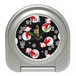 Christmas Texture, Retro Background With Snowmen Travel Alarm Clock