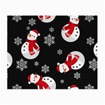 Christmas Texture, Retro Background With Snowmen Small Glasses Cloth