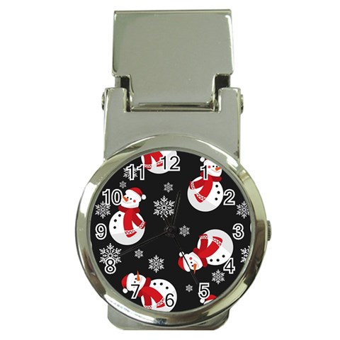 Christmas Texture, Retro Background With Snowmen Money Clip Watches from ArtsNow.com Front