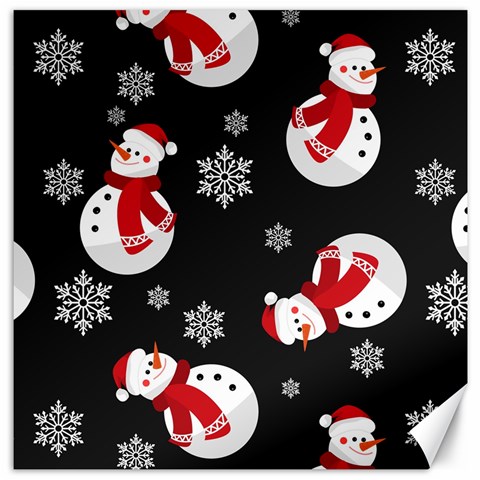 Christmas Texture, Retro Background With Snowmen Canvas 12  x 12  from ArtsNow.com 11.4 x11.56  Canvas - 1