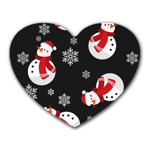 Christmas Texture, Retro Background With Snowmen Heart Mousepad from ArtsNow.com Front