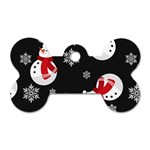 Christmas Texture, Retro Background With Snowmen Dog Tag Bone (One Side)