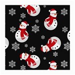 Christmas Texture, Retro Background With Snowmen Medium Glasses Cloth