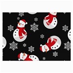 Christmas Texture, Retro Background With Snowmen Large Glasses Cloth